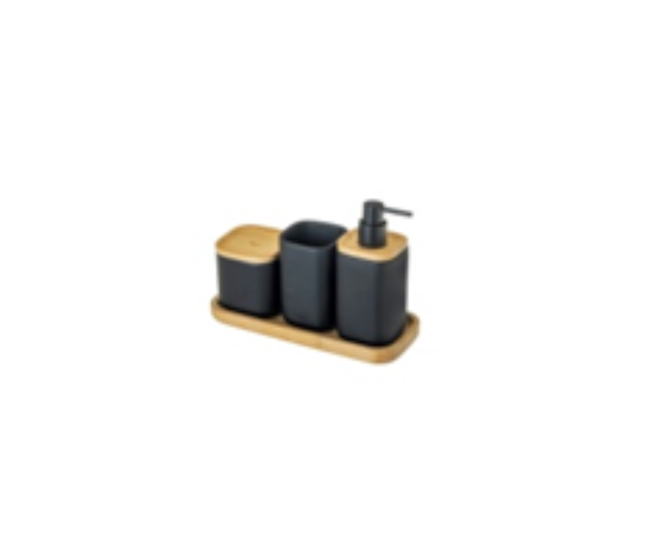 SET BAÑO 4 PC ZENSE BAMBU NEGRO 1
